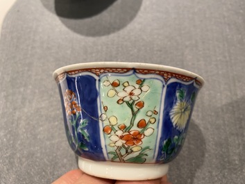 Six tasses et soucoupes en porcelaine de Chine famille verte, Kangxi